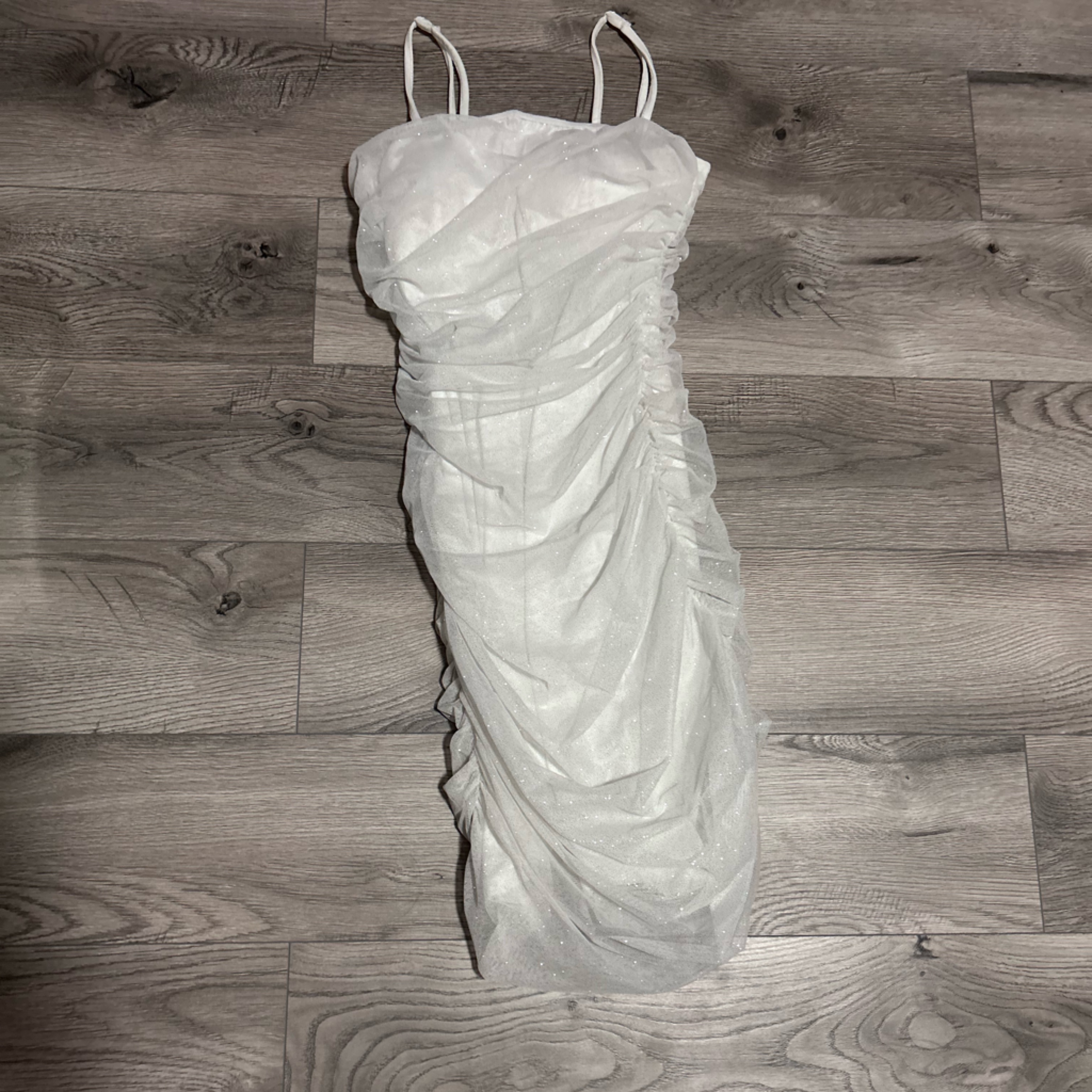 White Ruched Sleeve